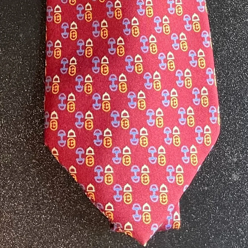 GUCCI Vintage Horsebit Pattern 100% Silk Neck Tie Made in Italy - Preowned